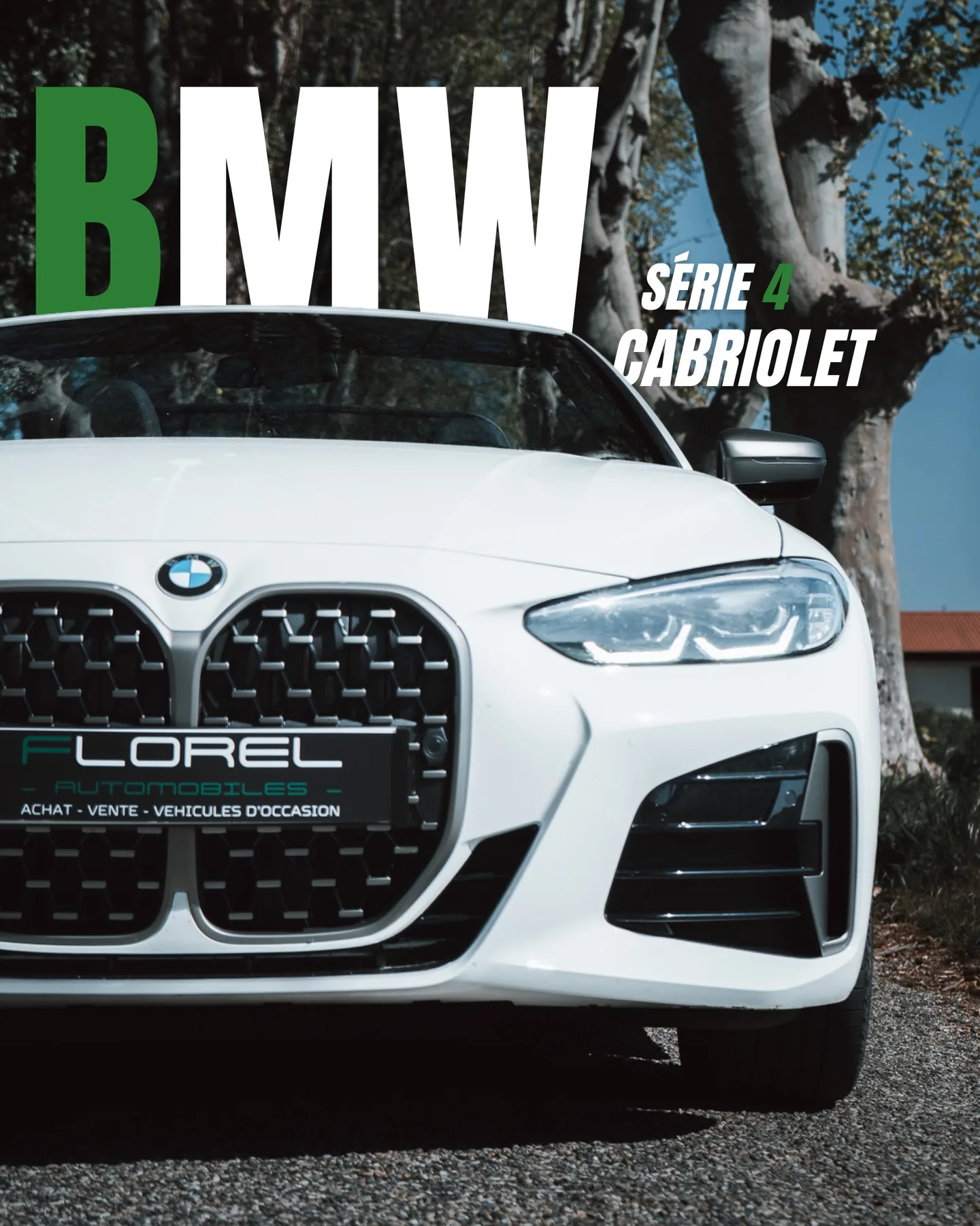 BMW Série 4 Cabriolet M440i xDrive blanche, vue avant